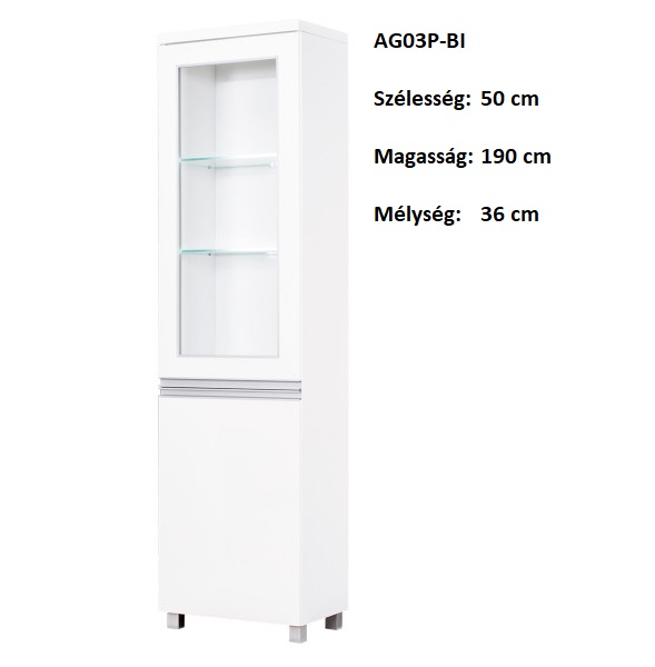 AGA AG03P-BI  Jobbos 1ajtós vitrines szekrény-bútor
