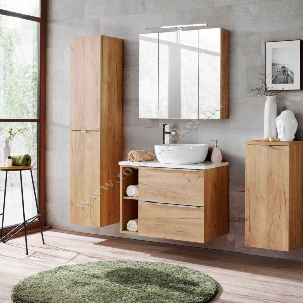 .CAPRI OAK 80-as Fürdőszoba bútor kpl. mosdóval-Bútor