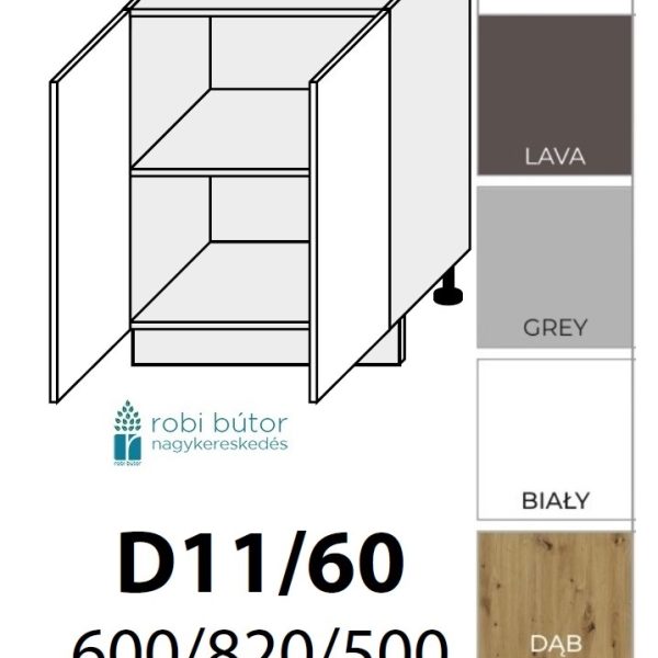 TIVOLI MATT 2 AJTÓS szekrény 60 cm (D11 60)_konyhabútor
