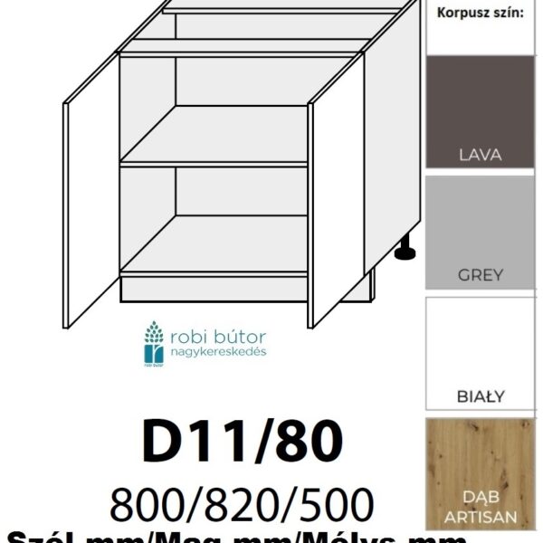 TREVISO MATT 2 AJTÓS szekrény 80 cm (D11 80)_konyhabútor
