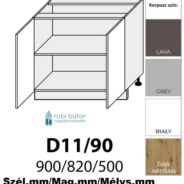 "NAPOLI MAGASFÉNYŰ 2 AJTÓS szekrény 90 cm (D11 90)_konyhabútor