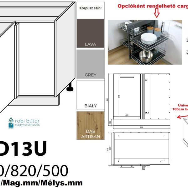 AMARO MATT (D13U) VAK SAROK 1 AJTÓS SAROK szekrény_Konyhabútor