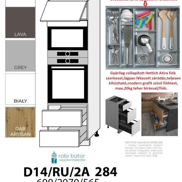 RIMINI MATT 1-AJTÓS 2 FIÓKOS MIKRÓ-SÜTŐ BEÉP. SZEKR.60CM (D14RU2A284)_KONYHABÚTOR