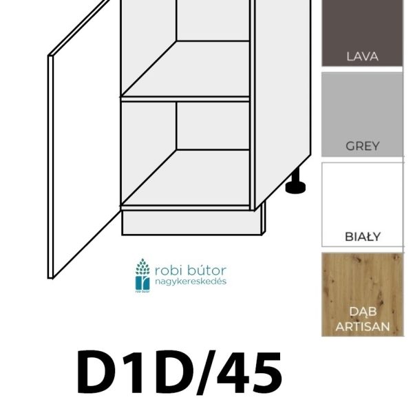 "NAPOLI MATT 1-ajtós BALOS szekrény 45 cm  (D1D 45L )_konyhabútor