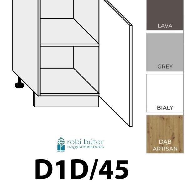 TREVISO MATT 1-ajtós szekrény 45 cm JOBBOS (D1D 45 P)_konyhabútor