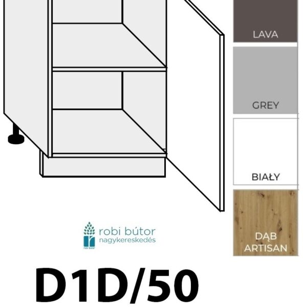 TREVISO MATT 1-ajtós szekrény 50 cm_JOBBOS(D1D 50 P)_konyhabútor