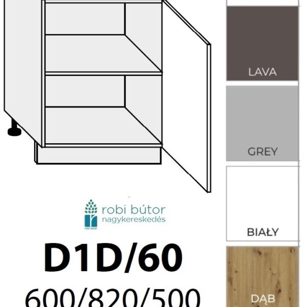 TREVISO MATT 1-ajtós szekrény 60 cm_JOBBOS(D1D 60 P)_konyhabútor