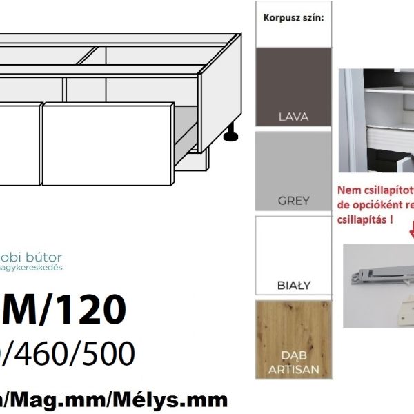 AMARO MATT (D2M 120) 2 FIÓKOS szekrény 120 cm_konyhabútor