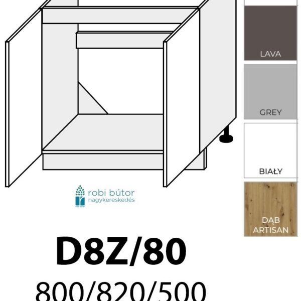 TREVISO MATT 2 AJTÓS MOSOGATÓS szekrény 80 cm (D8Z 80)_konyhabútor
