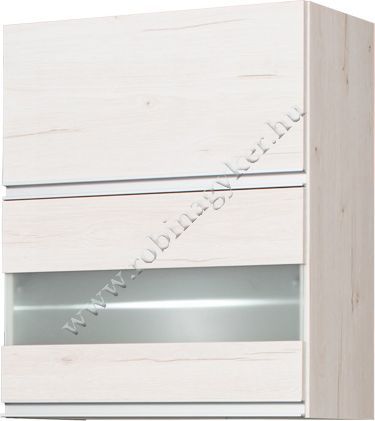 MONIA KMO60GWML_DSP_ 60-cm-es, 2 AJTÓS FELNYÍLÓ KONYHABÚTOR LED VILÁGÍTÁSSAL, ÜVEGPOLCCAL ELEM -konyhabútor