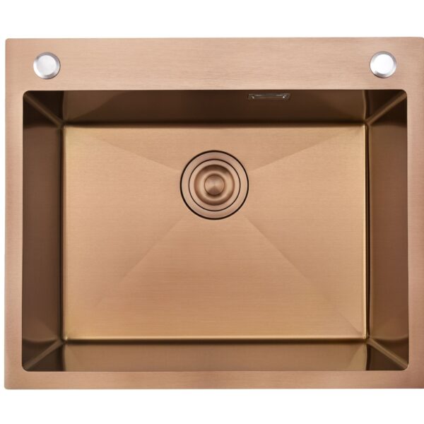 .Kevmil Premium MEX Copper(RÉZ) 600x500 Exkluzív design extra mély egymedencés rozsdamentes mosogató 60 x 50 x 23 cm Munkalapba