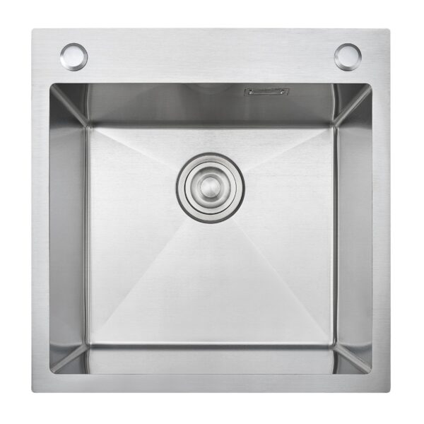 .Kevmil Premium MEX Inox 450x450 Exkluzív design extra mély egymedencés rozsdamentes mosogató 50 x 50 x 23 cm Munkalapba vágós