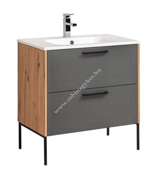 MADERA GREY 821 FSC 80cm Mosdós szekrény+SKY80/DP-8099 Mosdó+881 lábak  -Bútor