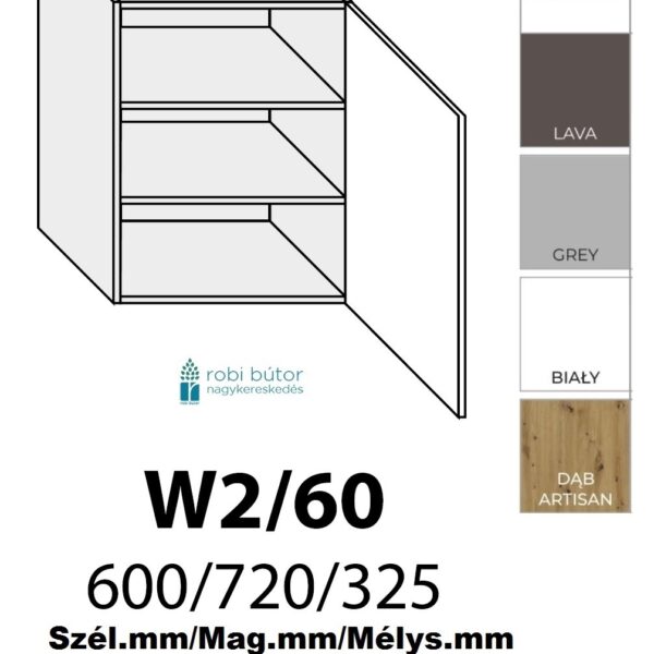 TREVISO MATT 1-ajtós FELSŐ szekrény 60 cm JOBBOS (W2 60 P)_konyhabútor