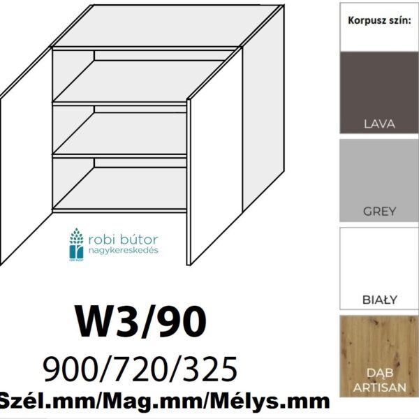 TREVISO MATT 2-ajtós FELSŐ szekrény 90 cm  (W3 90)_konyhabútor