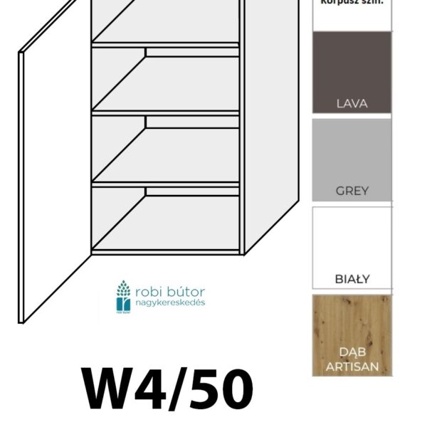 TREVISO MATT 1-ajtós FELSŐ szekrény 50 cm BALOS (W4 50 L)_konyhabútor