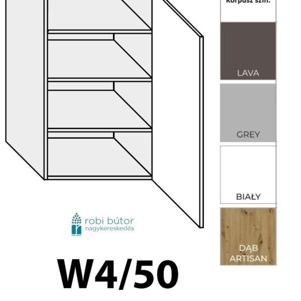 TREVISO MATT 1-ajtós FELSŐ szekrény 50 cm JOBBOS (W4 50 P)_konyhabútor