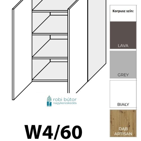 AVELLINO MATT 2-ajtós FELSŐ szekrény 60 cm (W4 60)_konyhabútor