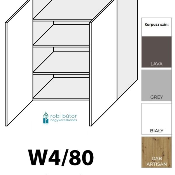 TREVISO MATT 2-ajtós FELSŐ szekrény 80 cm (W4 80)_konyhabútor