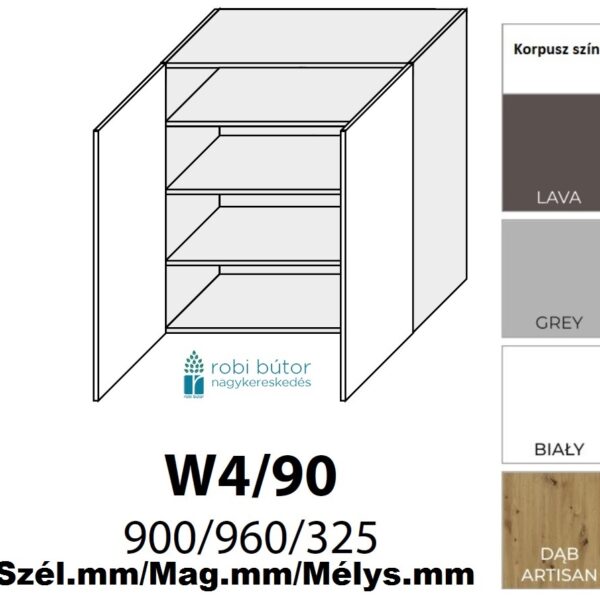 TREVISO MATT 2-ajtós FELSŐ szekrény 90 cm (W4 90)_konyhabútor