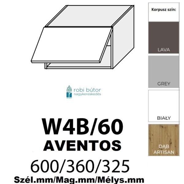 TREVISO MATT (W4b 60 AVENTOS) 1-ajtós FELSŐ szekrény 60 cm_konyhabútor