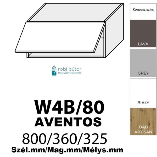 TREVISO MATT (W4b  80 AVENTOS) 1-ajtós FELSŐ szekrény 80 cm_konyhabútor