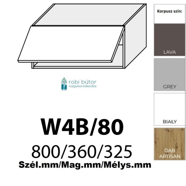 TREVISO MATT 1-ajtós FELSŐ szekrény 80 cm  (W4b 80)_konyhabútor