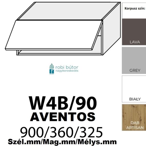 TREVISO MATT (W4b 90 AVENTOS) 1-ajtós FELSŐ szekrény 90 cm_konyhabútor