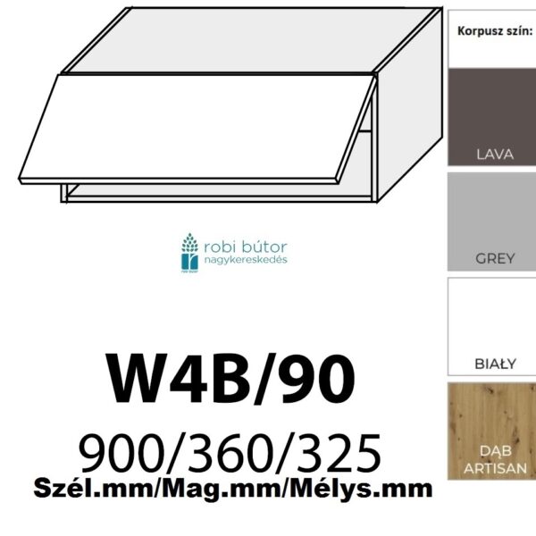 TREVISO MATT 1-ajtós FELSŐ szekrény 90 cm (W4b 90)_konyhabútor