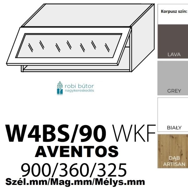 BARI MATT (W4BS90 WKF AVENTOS) 1-ajtós FELSŐ szekrény 90 cm_konyhabútor