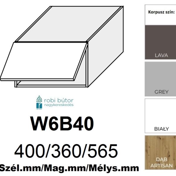 BARI MATT 1-ajtós FELSŐ szekrény 40cm (W6B 40)_konyhabútor