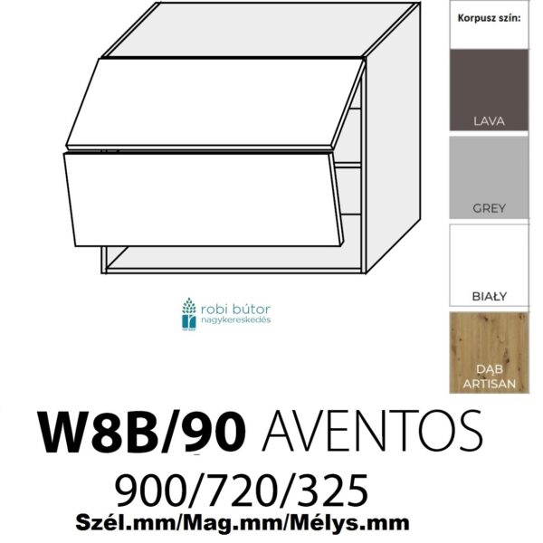 TREVISO MATT 2-ajtós FELSŐ szekrény 90 cm  (W8B 90 AV)_konyhabútor