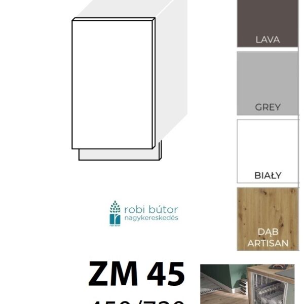 TREVISO MATT MOSOGATÓGÉP ELŐLAP 45 cm (ZM 45)_konyhabútor