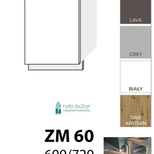 TREVISO MATT MOSOGATÓGÉP ELŐLAP 60 cm (ZM 60)_konyhabútor