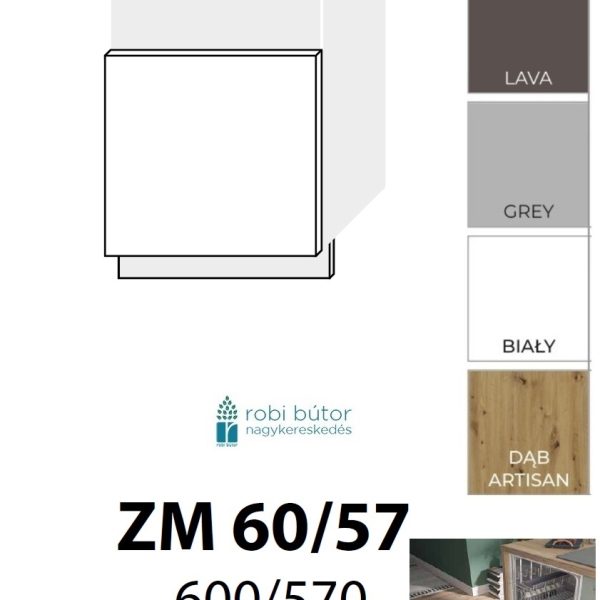 SILVER MATT MOSOGATÓGÉP ELŐLAP 60 cm (ZM 57/60)_konyhabútor