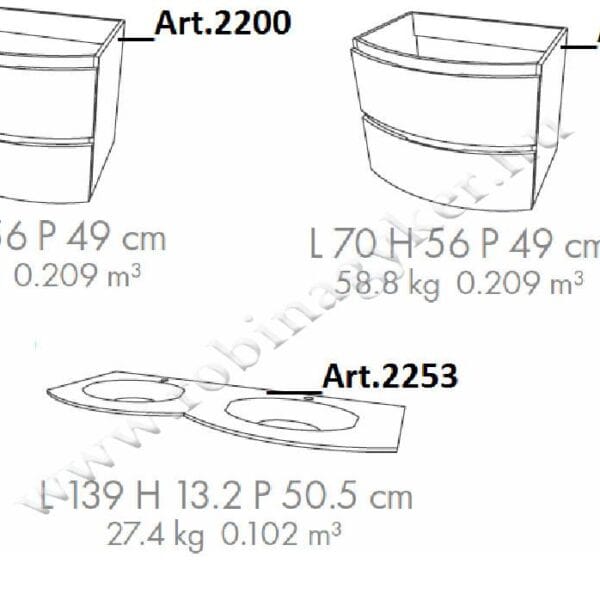 ARMONIAS 140-es ART.2200-.... x2 + 2253 +Mosdós szekrény mosdóval Fürdőszoba bútor