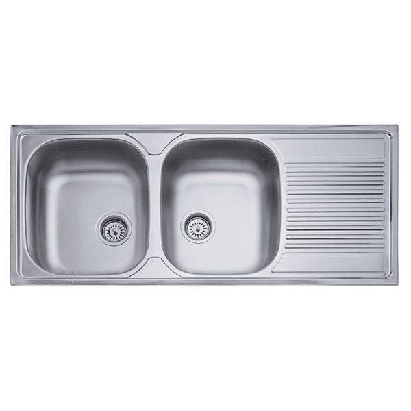 Kevmil KM-143 rozsdamentes két medencés csepptálcás mosogató tálca 1160 x 500 x 155mm MUNKALAPBA VÁGÓS MOSOGATÓTÁLCA